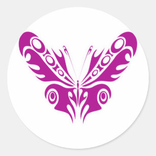 Tribal Butterfly Tattoo Design Classic Round Sticker