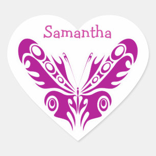 Tribal Butterfly Tattoo Design Heart Sticker