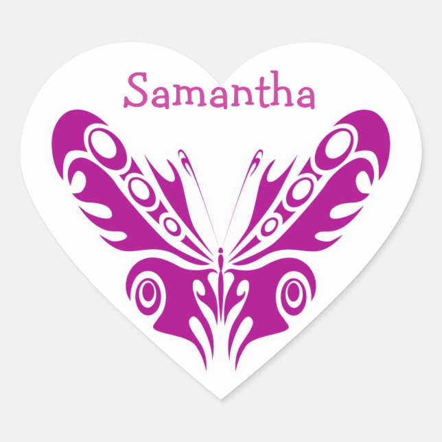 Tribal Butterfly Tattoo Design Heart Sticker (Front)