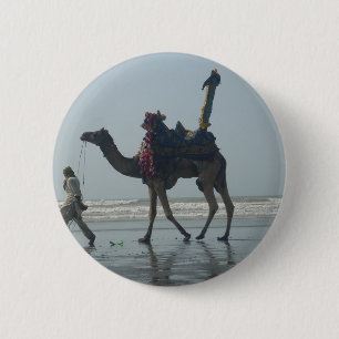 Tribal Camel Ride: Morning Tide Sands & Sea 6 Cm Round Badge