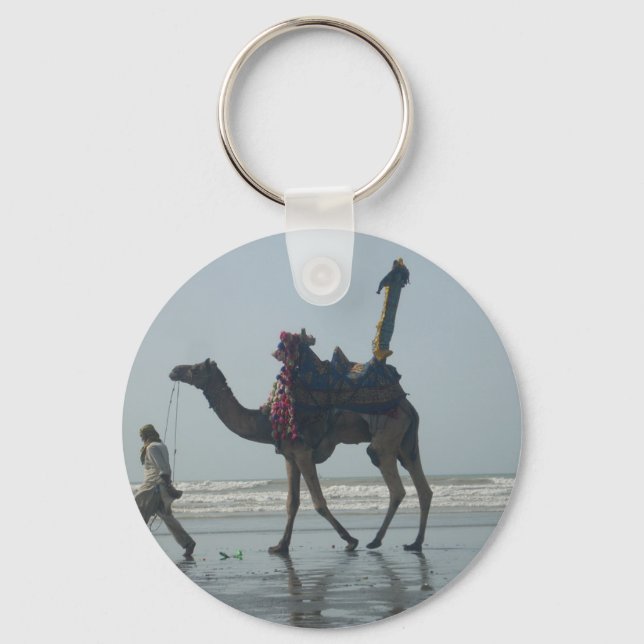 Tribal Camel Ride: Morning Tide Sands & Sea Key Ring (Front)