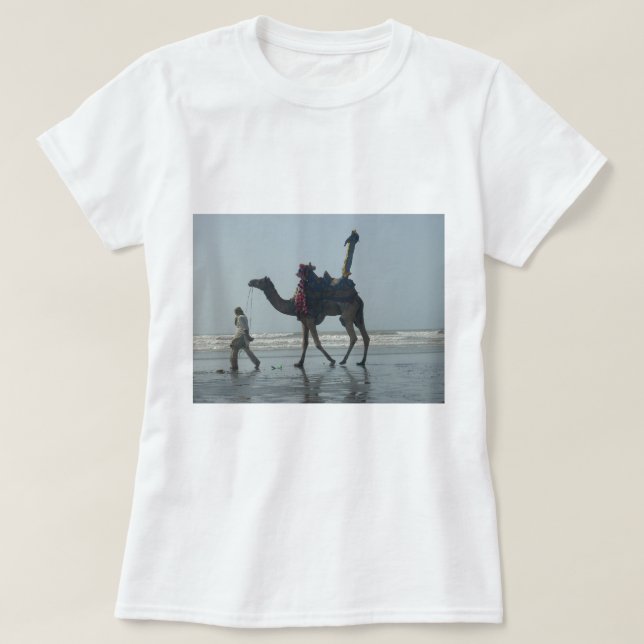 Tribal Camel Ride: Morning Tide Sands & Sea T-Shirt (Design Front)