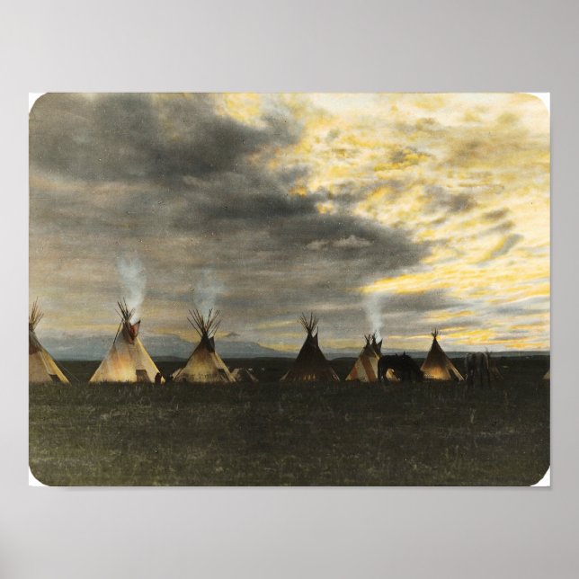 Tribal camp of the Blackfeet Indians Poster (Front)