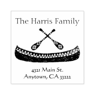 Tribal Canoe Silhouette Personalised Rubber Stamp