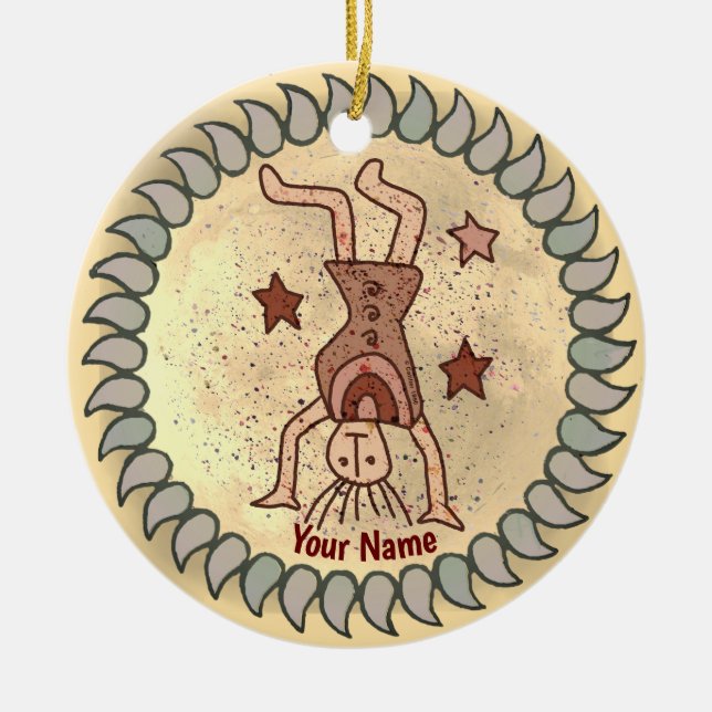 Tribal Cartwheel Ceramic Tree Decoration (Front)