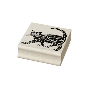 tribal cat art stamp