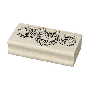 tribal cats art stamp