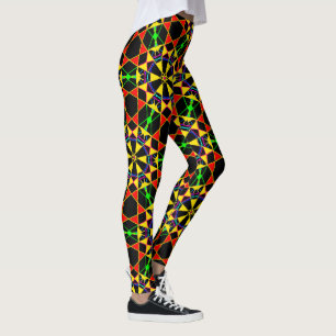 Tribal Celebration African Red Black and Gold Leggings