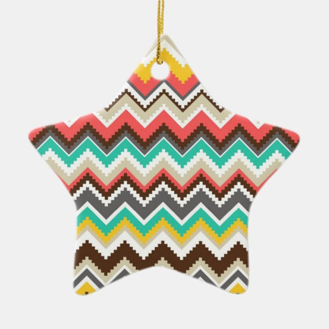 Tribal Chevron Ceramic Tree Decoration (Front)