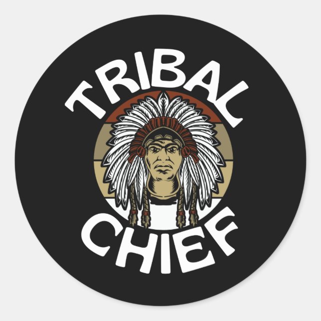 Tribal Chief Indian American Native Classic Round Sticker (Front)