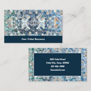 Tribal Classic Blue White Ethnic Business Card