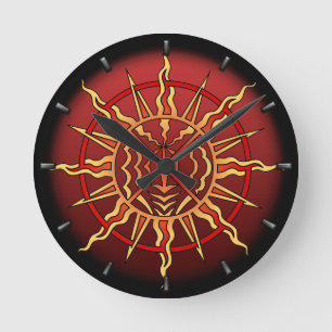 Tribal Clock Modern Native Sun Wall Clocks Decor