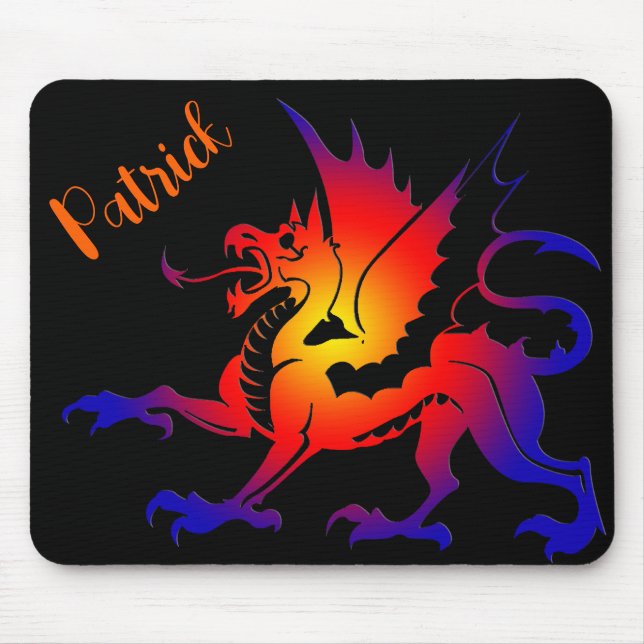 Tribal Colour Dragon Personalised Mousepad (Front)