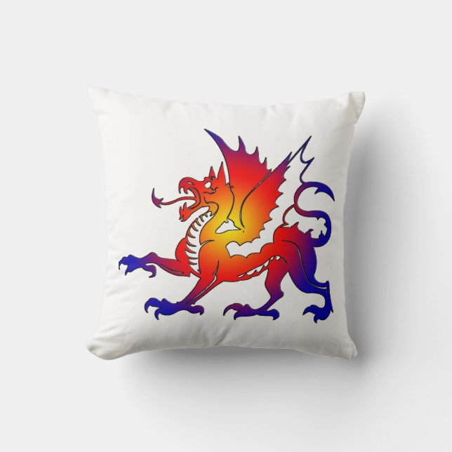 Tribal Colour Dragon Throw Pillow (Front)