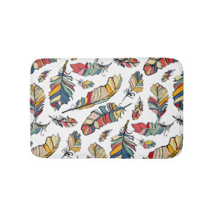Tribal Colourful Feathers Illustration Bath Mat