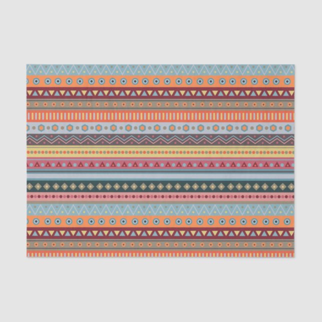 Tribal Colourful Geometric Pattern Tissue Paper (Front)