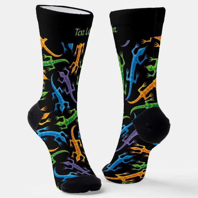 Tribal Colourful Lizards Pattern Socks (Angled)