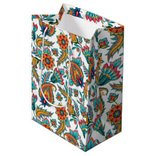 Tribal Colourful Watercolors Paisley Pattern Medium Gift Bag