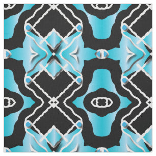 Tribal Contemporary Turquoise Black White Pattern Fabric