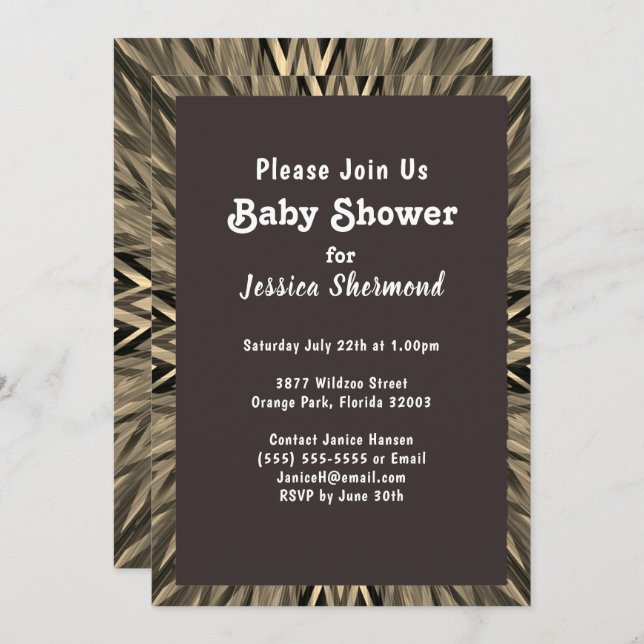 Tribal Copper Sepia Abstract Baby Shower Invitation (Front/Back)