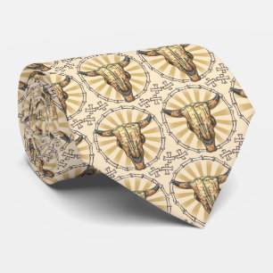Tribal Cow Skull Tie