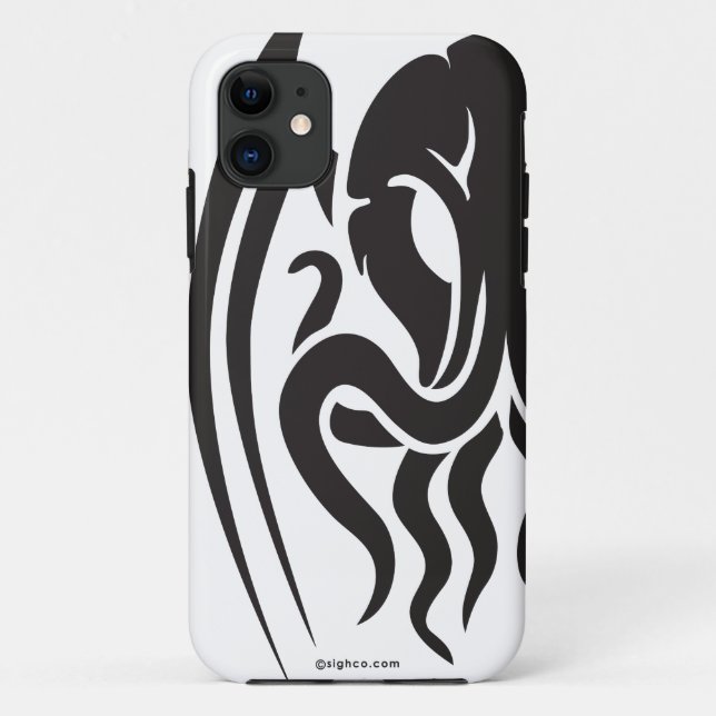 Tribal Cthulhu iPhone 5/5S case black on white (Back)