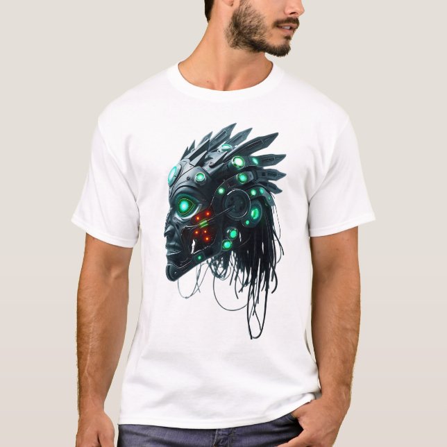 Tribal Cyborg Face Floats T-Shirt (Front)