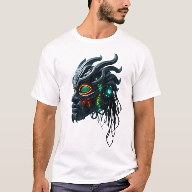 Tribal Cyborg Face T-Shirt (Front)