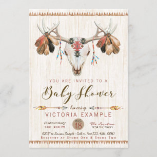 Tribal Deer Skull Baby Shower Invitations