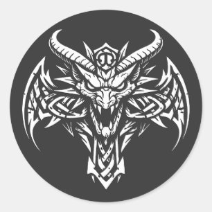 Tribal Demon Head Graphic by BurnsInHell Classic Round Sticker