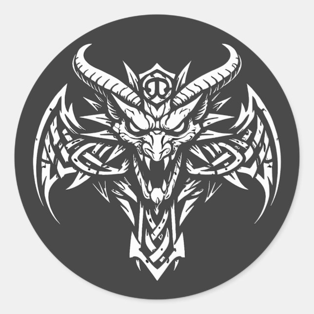    Tribal Demon Head Graphic by BurnsInHell Classic Round Sticker (Front)