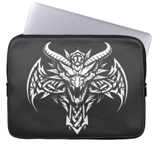 Tribal Demon Head Graphic by BurnsInHell Laptop Sleeve