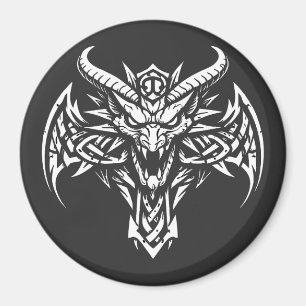    Tribal Demon Head Graphic by BurnsInHell Magnet