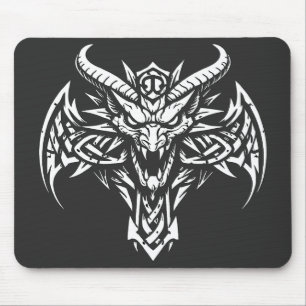 Tribal Demon Head Graphic by BurnsInHell Mouse Mat