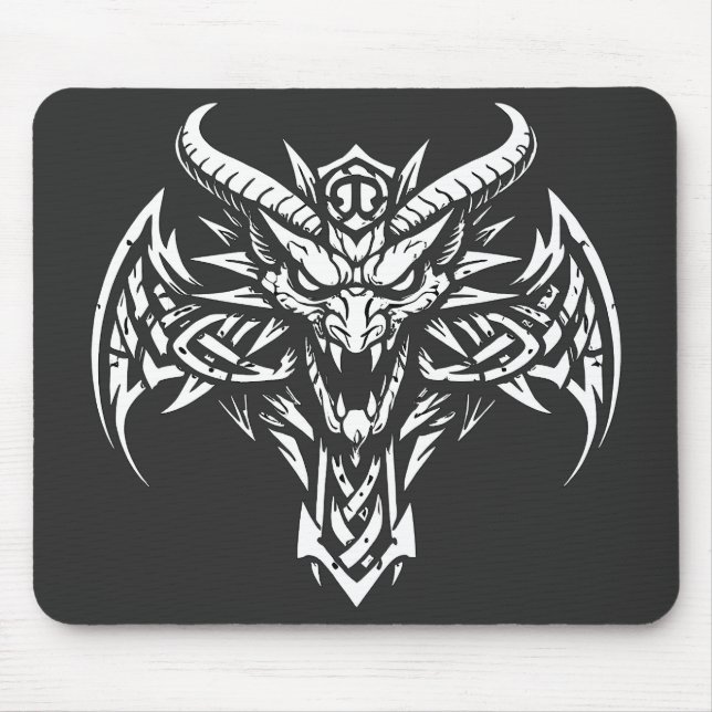    Tribal Demon Head Graphic by BurnsInHell Mouse Mat (Front)