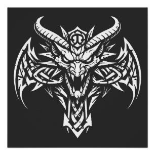 Tribal Demon Head Graphic by BurnsInHell Poster