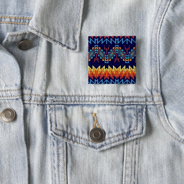 Tribal design abstract design 15 cm square badge (In Situ)