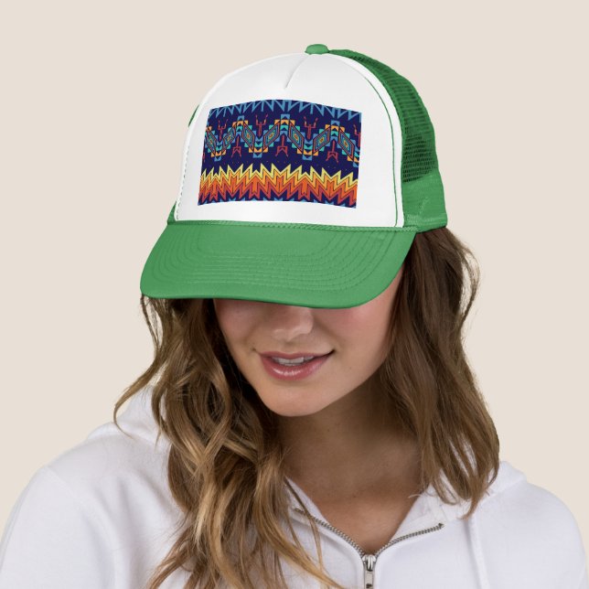 Tribal design abstract design trucker hat (In Situ)