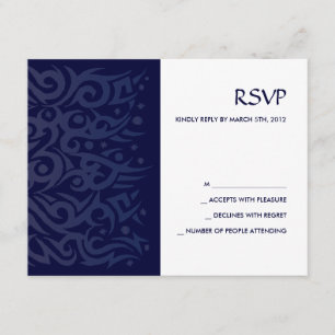 TRIBAL DESIGN Bar Bat Mitzvah Reply Card Blue