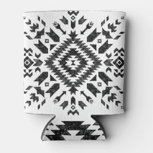 Tribal Design: Black White Hand-Drawn Can Cooler