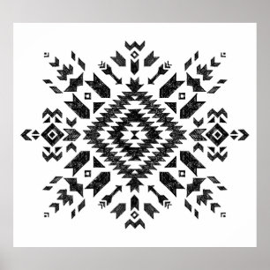 Tribal Design: Black White Hand-Drawn Poster