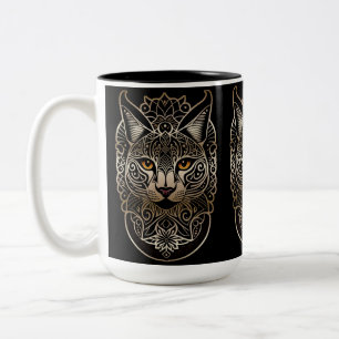 Tribal Design Gold Lynx Two-Tone Coffee Mug