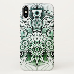 Tribal Design Green Tint iPhone X Case