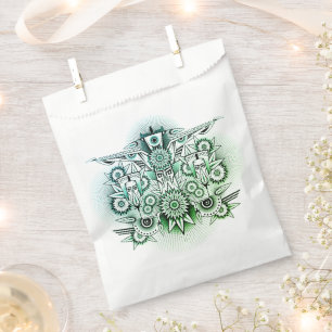 Tribal Design Green Tint Favour Bags