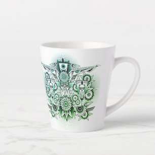 Tribal Design Green Tint Latte Mug