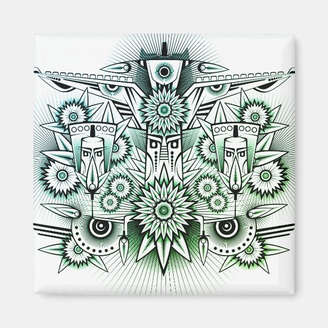 Tribal Design Green Tint Magnet (Front)