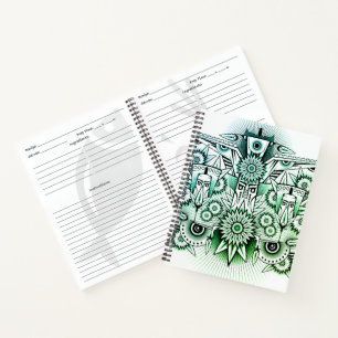Tribal Design Green Tint Notebook