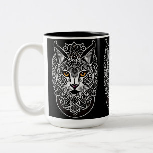 Tribal Design Lynx Two-Tone Coffee Mug