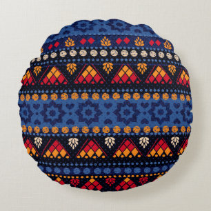Tribal Design: Multifunctional Seamless Pattern. Round Cushion