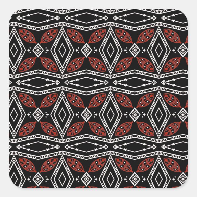 Tribal Diamond Square Sticker (Front)